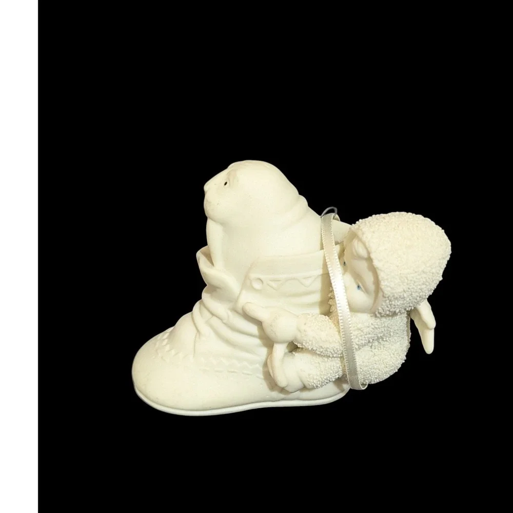 Dept 56 Snowbabies Walrus in a Boot Porcelain Christmas Ornament Cream‎ White